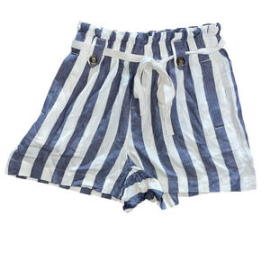 American Eagle Paper Bag Waist Shorts Blue White Striped Women Size Small Preppy